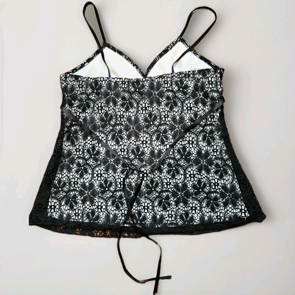 Y2K Black Lace Floral Cami sz Large Fairy Whimsigoth - Picture 3 of 6